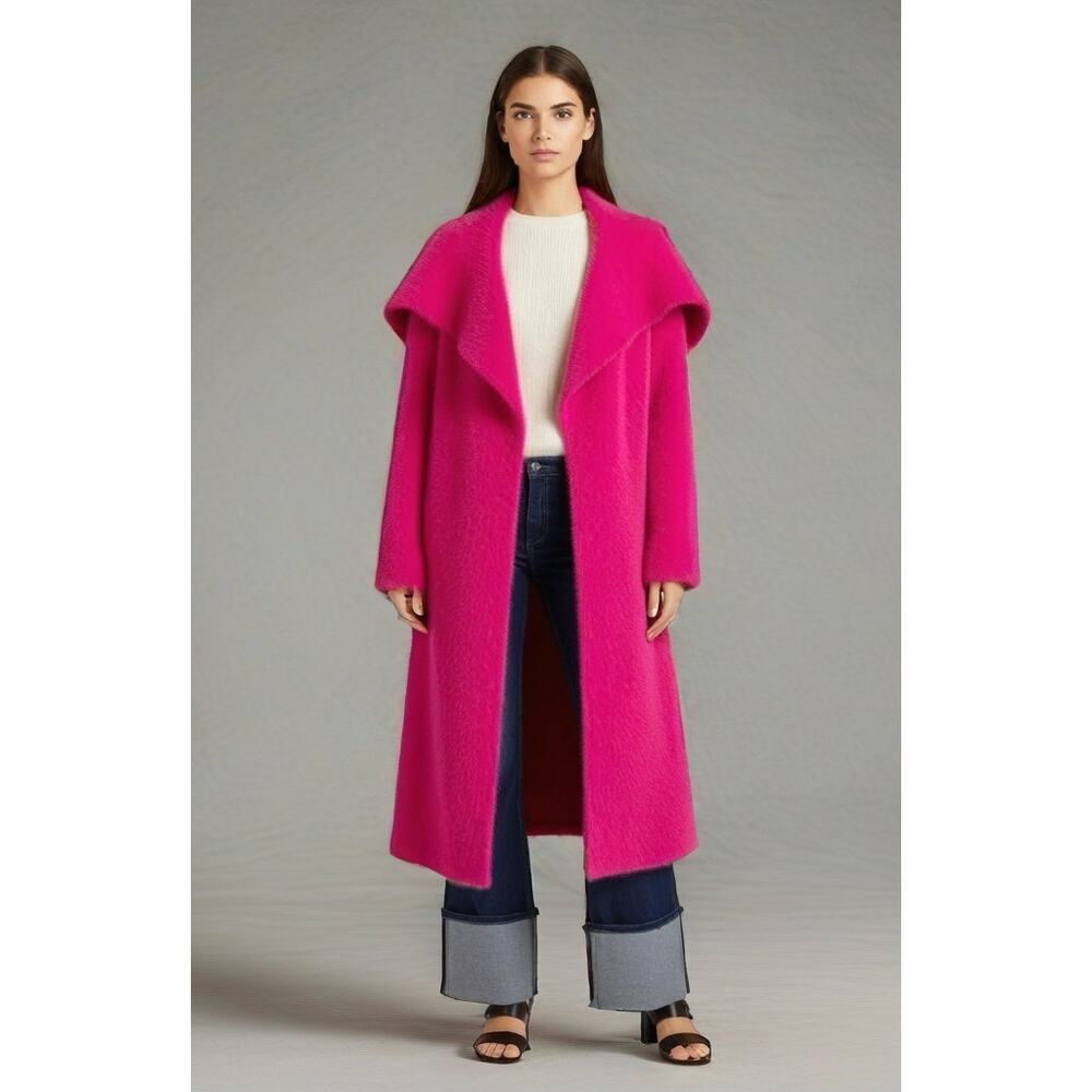 NWOT Flamingo Fuzzy Waterfall collar Long Cardigan. Size XS Oversized.